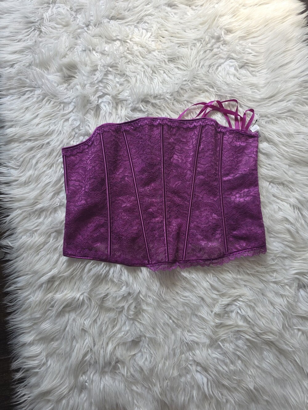 Adore Me Magenta Lace Corset Crop Top